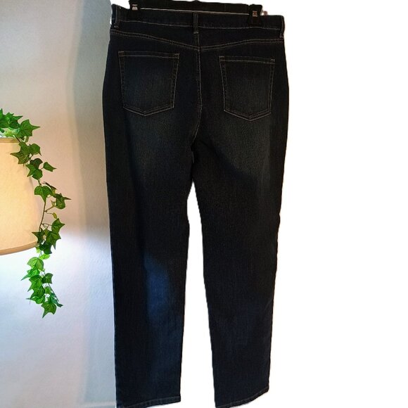 EUC: Gloria Vanderbilt Amanda Sze 16 Dark Blue Wash Straight Leg Jeans - Picture 2 of 3